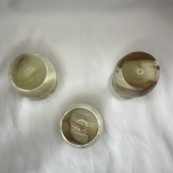 Vintage Green Onyx Marble Wine Goblets- set of 3- Barware, Bar Cart Decor, Stone - Picture 2 of 8